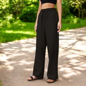 Günlük Beli Bağzıklı Keten Pantolon - 3