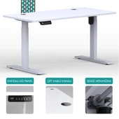O-Flex Tek Motorlu Elektrikli Yükseklik Ayarlı Masa - 180x80 - Beyaz - 1