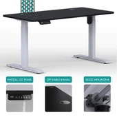 O-Flex Tek Motorlu Elektrikli Yükseklik Ayarlı Masa - 160x80 - Siyah - 1