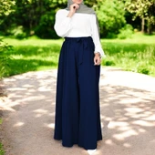 Yazlık Kemerli Keten Şalvar Pantolon - 1