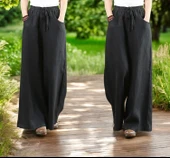 Yazlık Beli Lastikli Şık Keten Pantolon - 3