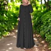 Yazlık Tam Boy Keten Tesettür Elbise - 1