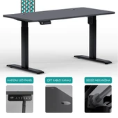 O-Flex Tek Motorlu Elektrikli Yükseklik Ayarlı Masa - 160x80 - Antrasit - 1