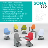 Sona 360 Yazı Tablalı Mobil Eğitim Sandalyesi - 3