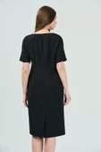 Tolga Saraçoğlu Minimalist Midi Elbise - Kare Yaka, Kısa Kol - Günlük & İş thumbnail 5