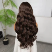Koyu Kumral Dalgalı Fiber Sentetik Tül Peruk thumbnail 5