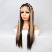 Kahverengi Balköpüğü Işıltılı Fiber Sentetik Düz Tül Peruk thumbnail 4