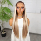 Kumral Beyaz Platin Ombreli ve Röfleli Fiber Sentetik Tül Peruk - 2