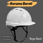 Baş Koruyucu Baret Beyaz EN397:2012+A1:2012 Standartlarına Uygun Kayışlı Ter Bezli thumbnail 1