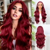 Kızıl Fiber Sentetik Geniş Dalgalı Tül Peruk thumbnail 1