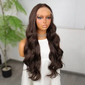 Koyu Kumral Dalgalı Fiber Sentetik Tül Peruk thumbnail 3