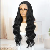 Siyah Fiber Sentetik Su Dalgalı Tül Peruk thumbnail 4