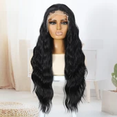 Siyah Bebek Saçlı Fiber Sentetik Tül Peruk thumbnail 2