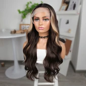 Koyu Kestane Balköpüğü Işıltılı Fiber Sentetik Geniş Dalgalı Tül Peruk thumbnail 4