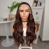 Kahve Karamel Geniş Dalgalı Fiber Sentetik Tül Peruk thumbnail 2