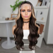 Koyu Kestane Balköpüğü Işıltılı Fiber Sentetik Geniş Dalgalı Tül Peruk thumbnail 2