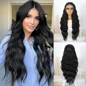 Siyah Bebek Saçlı Fiber Sentetik Tül Peruk thumbnail 1