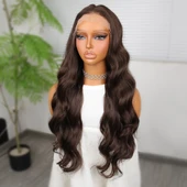 Koyu Kumral Dalgalı Fiber Sentetik Tül Peruk thumbnail 4