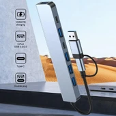 Alfalink Alüminyum 7in1 Usb Hub USB/Type-c To USB 3.0 Tak Çalıştır 100W PD Şarj MacBook Air/Pro Uyumlu - 4