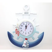 Ahşap Marin Dümenli Ve Çapa Tasarımı Saat Model 1 - 1