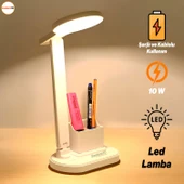 Masa Lambası Şarjlı Gece Lambası Dokunmatik 3 Renk Telefon Tutucu Kademeli Çalışma Okuma Işığı 10w thumbnail 1