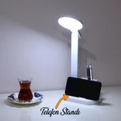 Masa Lambası Şarjlı Gece Lambası Dokunmatik 3 Renk Telefon Tutucu Kademeli Çalışma Okuma Işığı 10w thumbnail 5