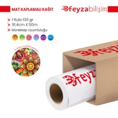 Feyza Bilişim  Premium Mat Coated Kağıt (Kaplamalı) 130 gr Rulo 91.4 cm x 50mt (1 Rulo) - 1