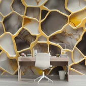 3D Mermer Altın Şerit Duvar Kağıdı Baskı thumbnail 4