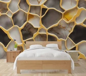 3D Mermer Altın Şerit Duvar Kağıdı Baskı thumbnail 2