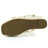 Erkan Saçmacı Altın Rugan Çapraz Bantlı Taşlı Zikzak Örgü Jüt Platform Topuklu Sandalet - 5