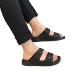 Pierre Cardin 7408 Siyah Çift Tokalı Yumuşak Taban Erkek Terlik - 1
