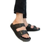 Pierre Cardin 7408 Siyah Çift Tokalı Yumuşak Taban Erkek Terlik - 2