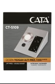 CT-5109 Üçgen Tezgah Altı Çift Priz ve LED Aydınlatma Gri Satin Kasa Mutfak Çalışma Alanı İçin - 3