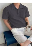 Erkek Oversize Polo Yaka  Waffle T-Shirt  POLOYAKA-DÜĞMELİ - 7