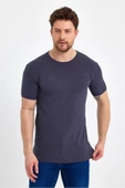 Erkek Bisiklet Yaka Basic Füme Tişört - 5
