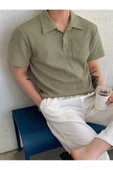 Erkek Oversize Polo Yaka  Waffle T-Shirt  POLOYAKA-DÜĞMELİ - 6