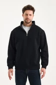 Yarım Fermuarlı Dik Yaka Sweatshirt - 1
