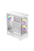 Havit CF925 Tamperli Cam Gaming Oyuncu Kasası Beyaz - 3 RGB Fanlı, Kumandalı, ITX/M-ATX/ATX/E-ATX Uyumlu - 1