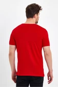 Erkek V Yaka Basic Kırmızı Tişört - 4