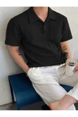 Erkek Oversize Polo Yaka  Waffle T-Shirt  POLOYAKA-DÜĞMELİ - 9
