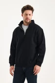 Yarım Fermuarlı Dik Yaka Sweatshirt - 3