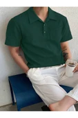 Erkek Oversize Polo Yaka  Waffle T-Shirt  POLOYAKA-DÜĞMELİ - 8