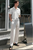 Erkek Oversize Polo Yaka  Waffle T-Shirt  POLOYAKA-DÜĞMELİ - 6