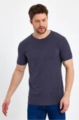 Erkek Bisiklet Yaka Basic Füme Tişört - 3
