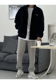 Oversize Peluş Tam Fermuarlı Sweatshirt Peluş İçi Polarlı Sherpa Kumaş Sweatshirt - 4