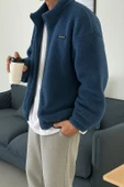Oversize Peluş Tam Fermuarlı Sweatshirt Peluş İçi Polarlı Sherpa Kumaş Sweatshirt - 7