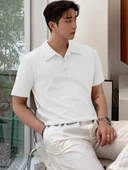 Erkek Oversize Polo Yaka  Waffle T-Shirt  POLOYAKA-DÜĞMELİ - 5