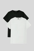 Erkek Slim Fit Dar Kesim Bisiklet Yaka %100 Pamuk 2'li Tişört Paketi BASIC-T-SHIRT2 - 1