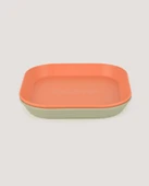 Kare Bebek Mama Tabağı 2'li Sage Green - Peach - 1