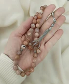 Tesbih 33 lük Güneş Taşı Doğal Taş Küre Kesim 10 mm Tespih - 2